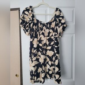 Floral Black and Cream Dress